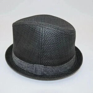 Levi's Men's Twill Band Fedora Hat Gray Woven Straw Paper S/M